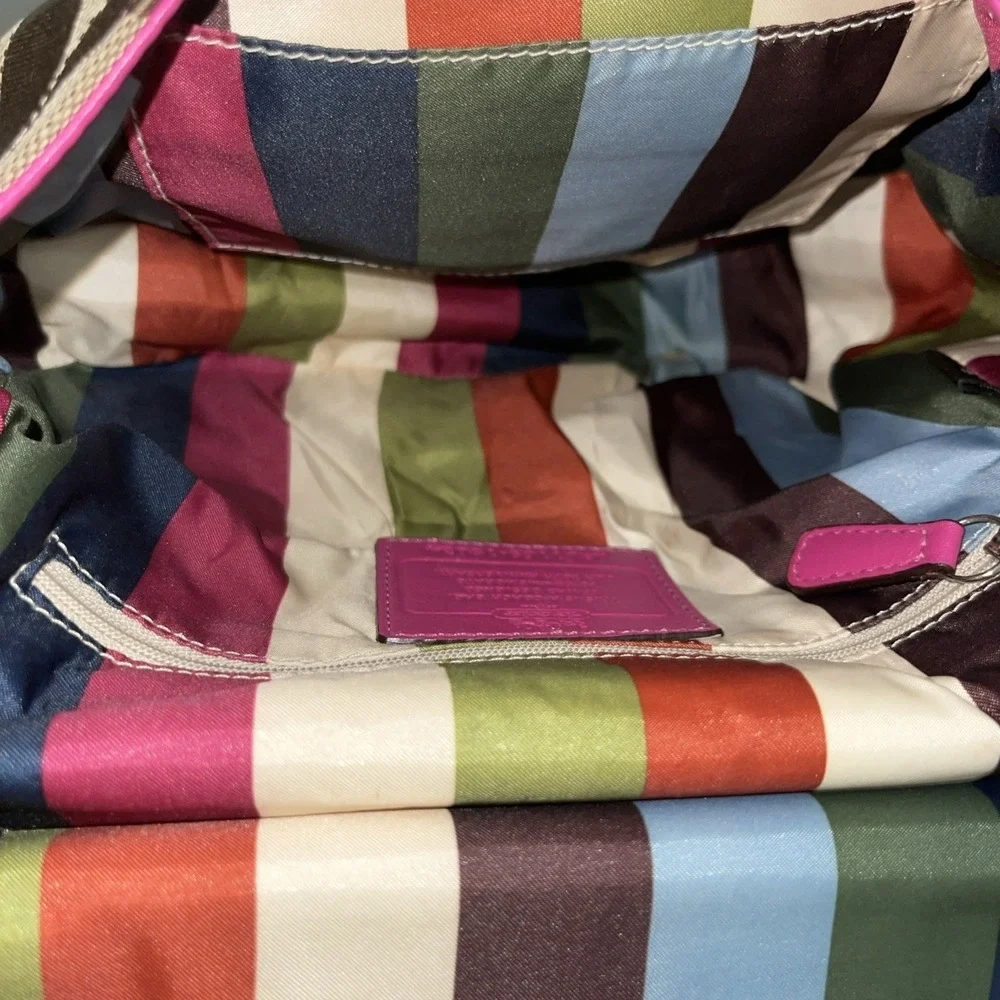 Coach Willis 70th Anniversary Brown Signature With Pink Leather Top Handle 19034 - Picture 14 of 15